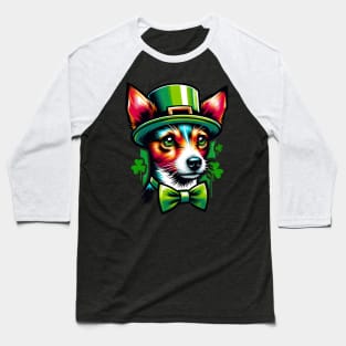Toy Fox Terrier in Leprechaun Hat: St Patrick's Day Delight Baseball T-Shirt